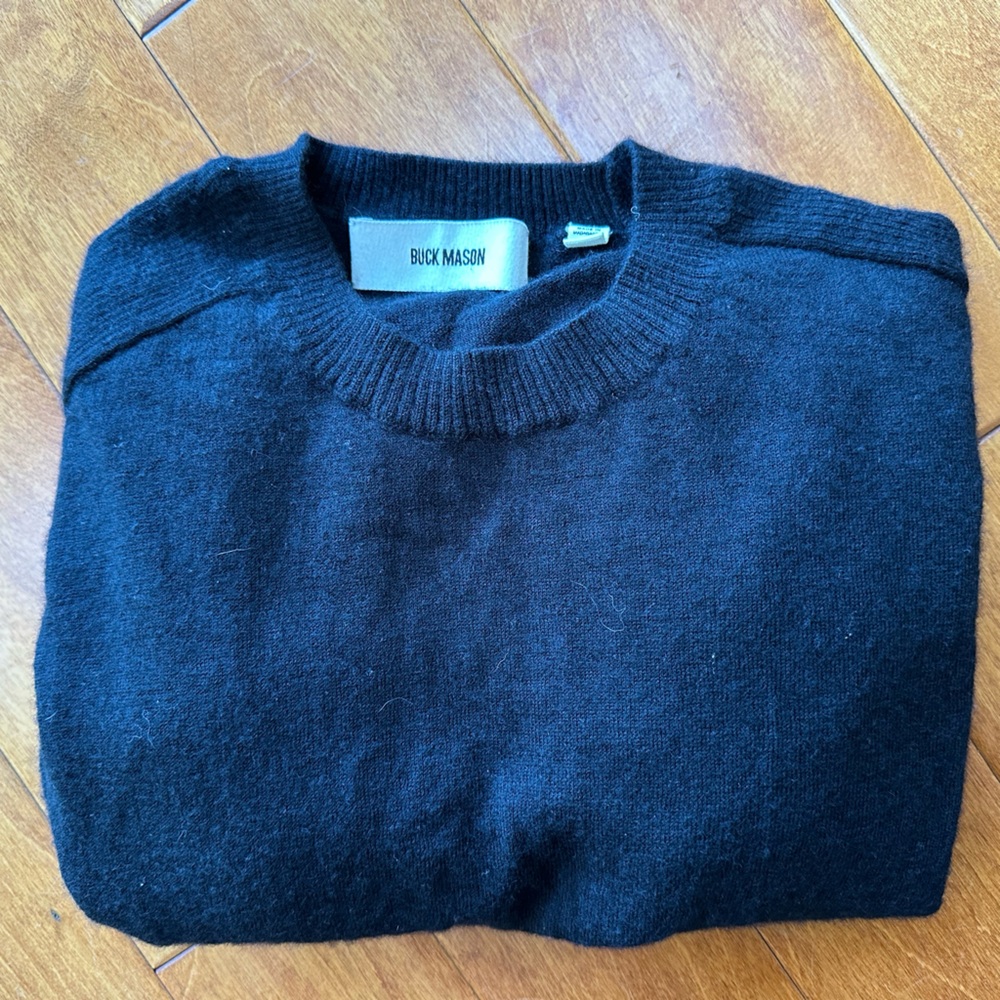 BUCK MASON California Cashmere Perfect Crew | Color Black | Size M